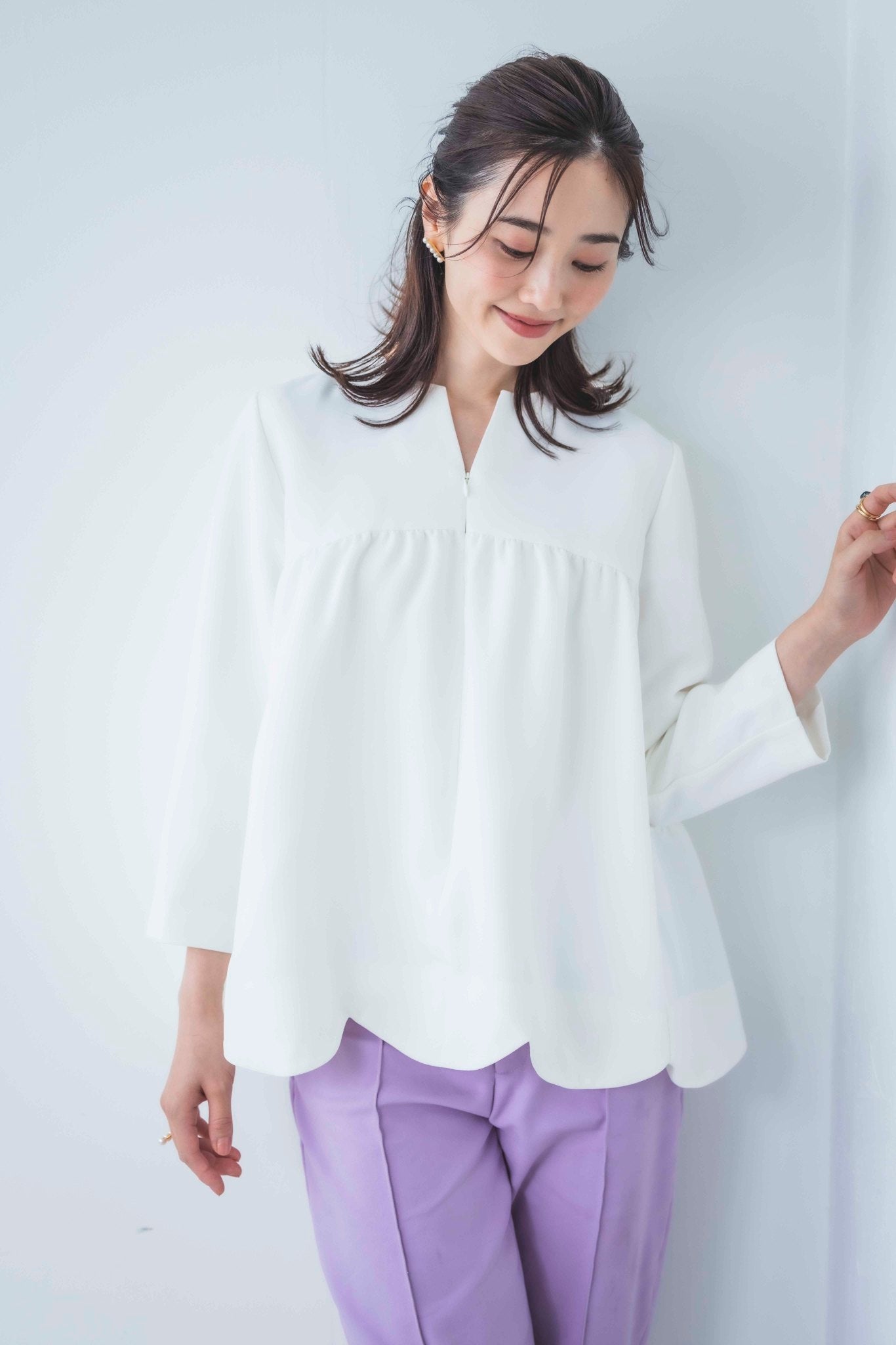 美人トップス（ホワイト）【お上品な授乳服のお店bitnabi】