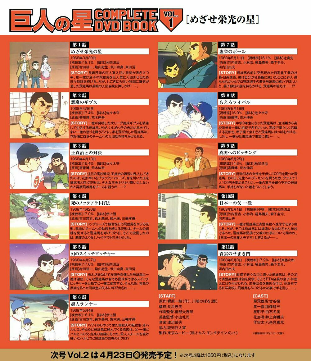 巨人の星 COMPLETE DVD BOOK vol.1 - ぴあ株式会社