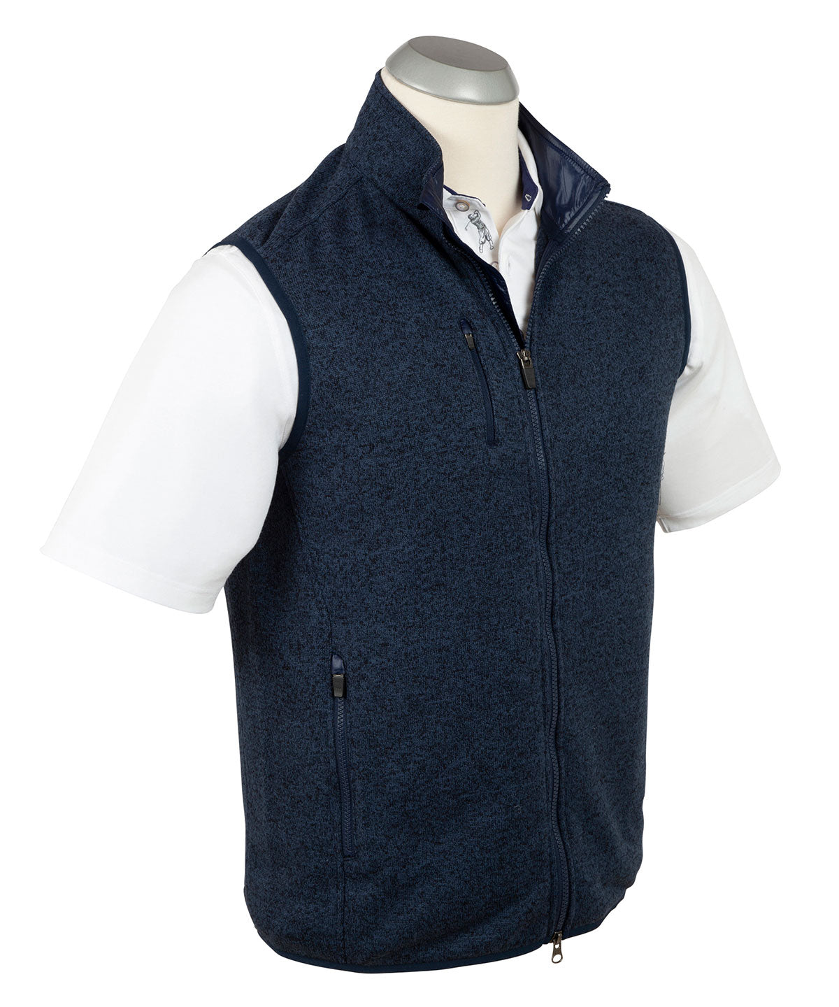 Performance Heathered Full Zip Fleece Vest - Bobby Jones