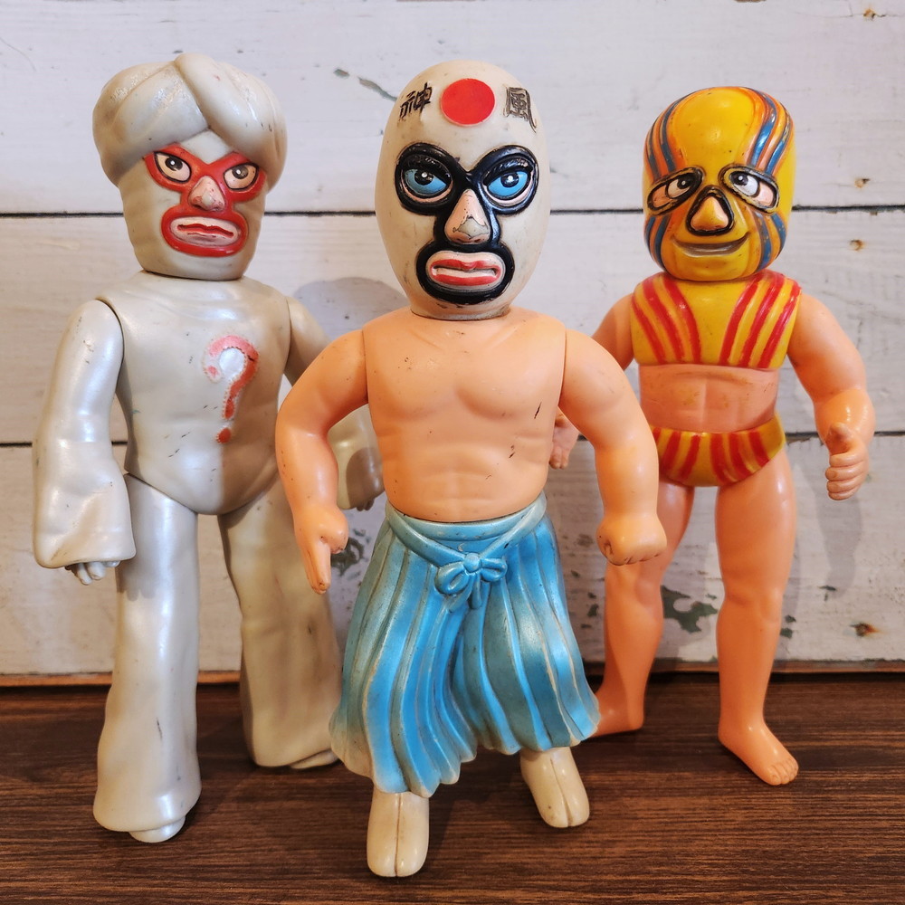 昭和レトロ タイガーマスクの悪役覆面レスラー ソフビ人形(当時物