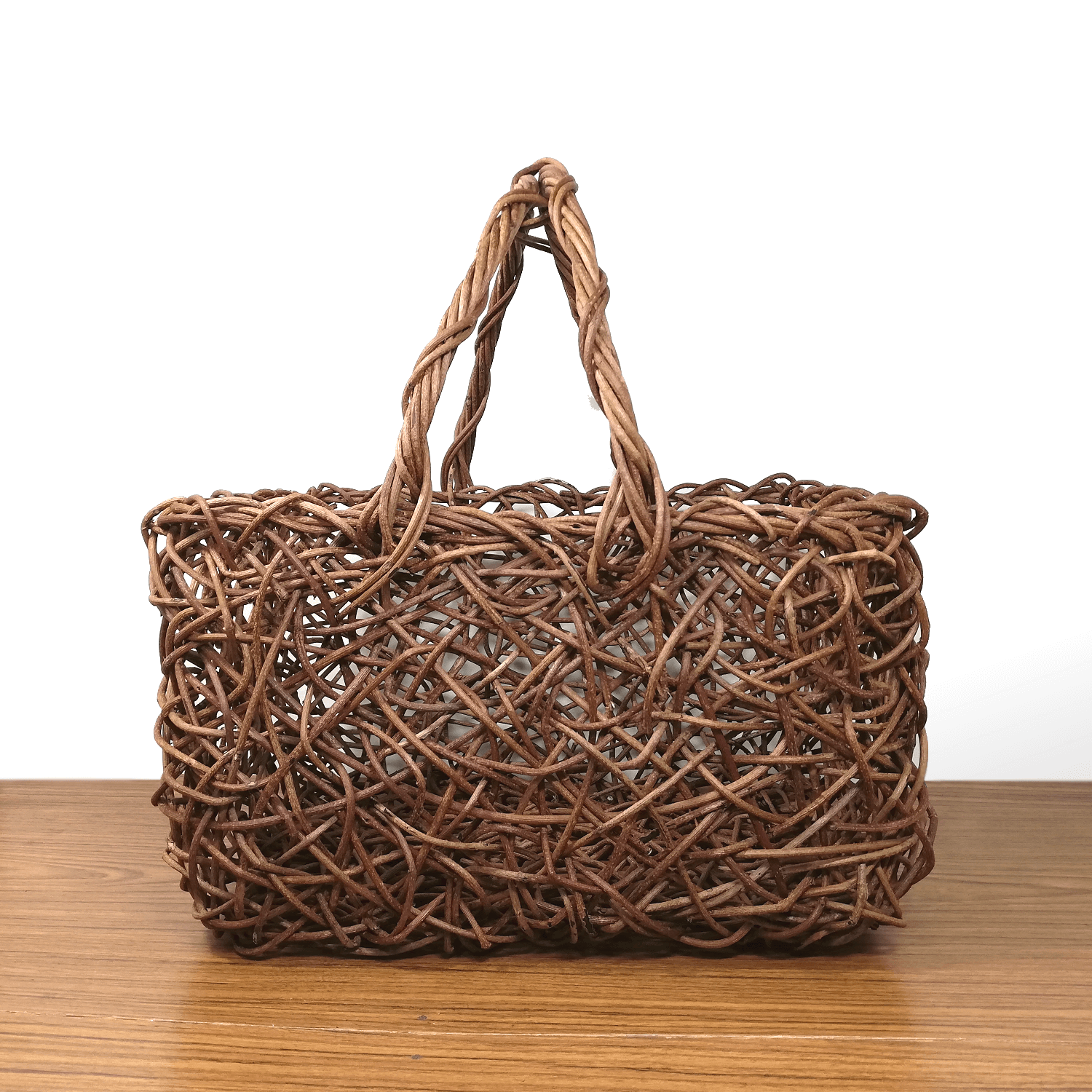 一点物｜あけび-かごバッグ｜ピクニックバスケット｜乱れ編み｜3×4方形