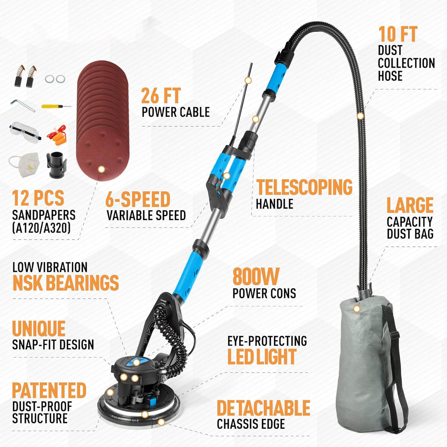 Drywall Sander with Vacuum Electric Sander Floor Sander 500