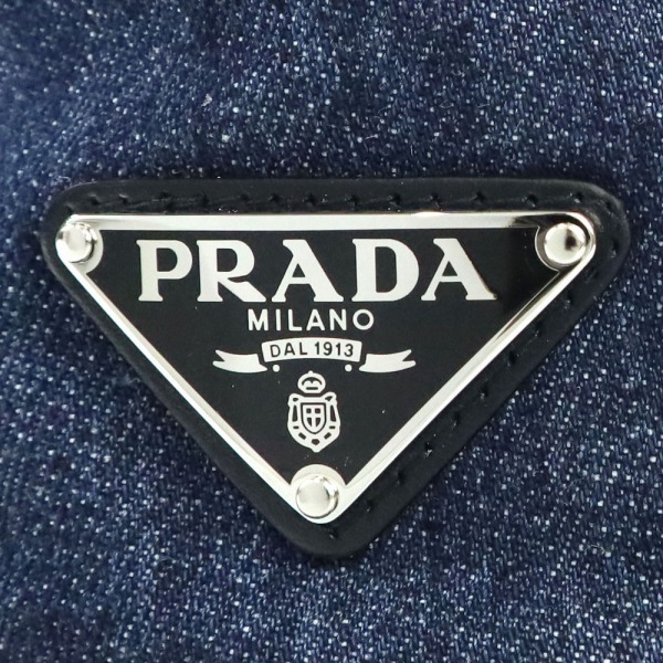 Brandol / PRADA プラダ 帽子 デニム 三角ロゴ バケットハット Mサイズ