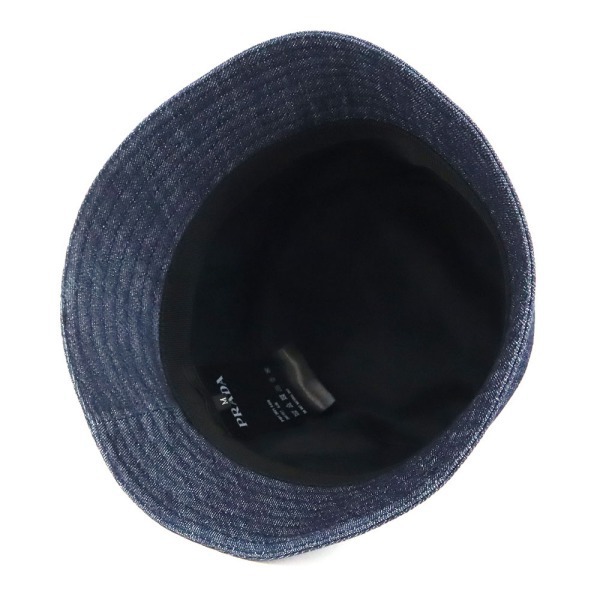 Brandol / PRADA プラダ 帽子 デニム 三角ロゴ バケットハット Mサイズ