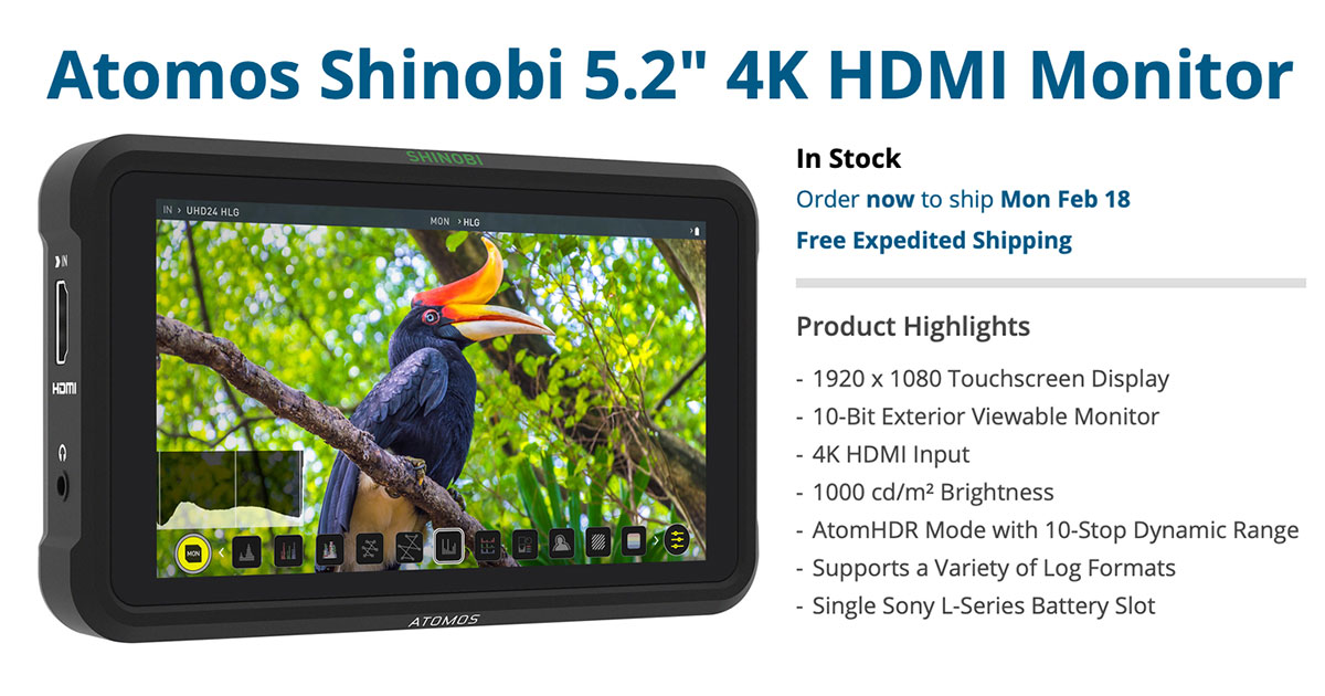 Atomos Releases $399 Shinobi 5.2