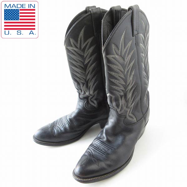 USA製 Justin ジャスティン ウエスタンブーツ 黒 10D 28cm ブラック