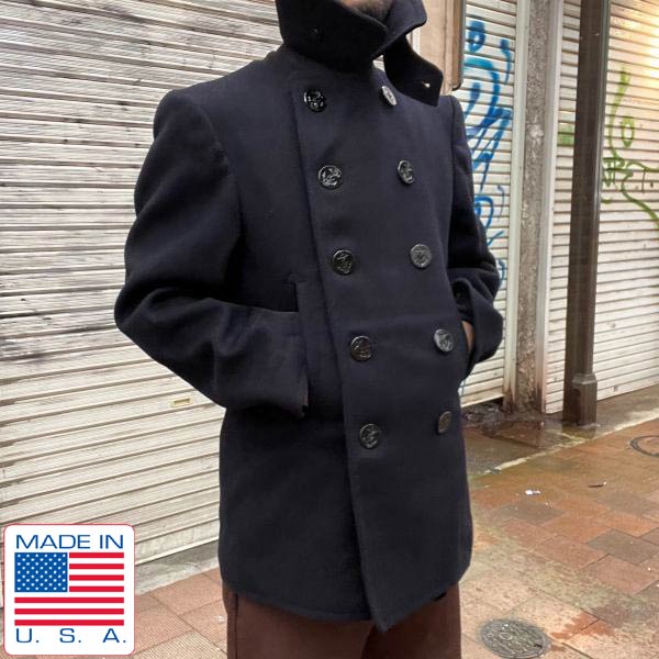 希少 USA製 40s 実物 米軍 US NAVY 10ボタン Pコート 大きめM程度