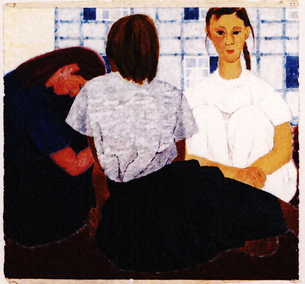 絵画 日本画「女学生」 真嶋元枝 文化遺産オンライン