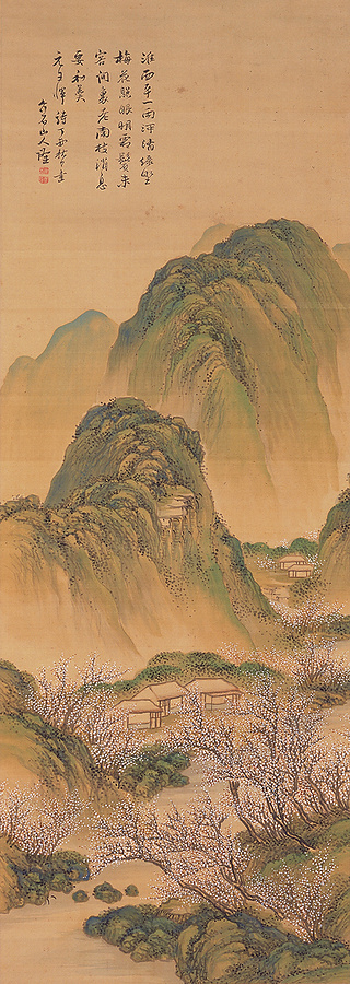 青緑梅林山水図 文化遺産オンライン