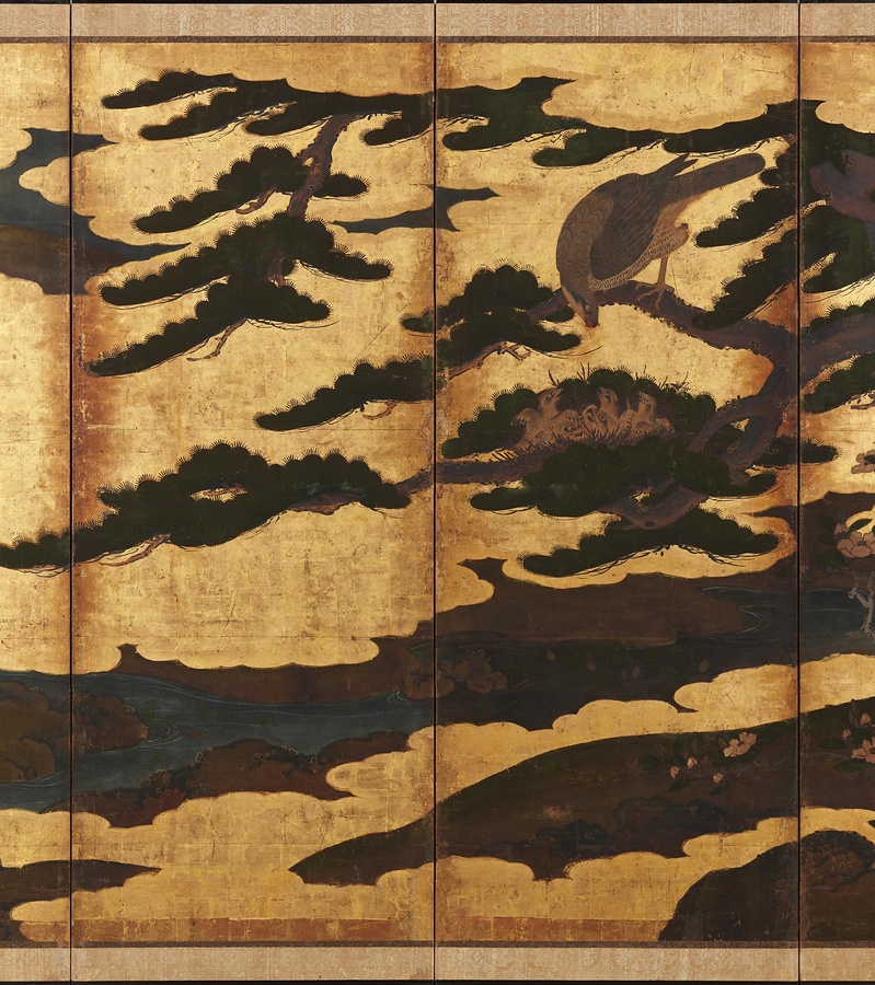 松に鷹図屏風 文化遺産オンライン