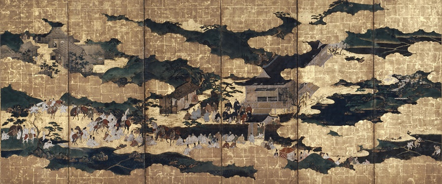 紙本金地著色大原御幸図 六曲屏風 文化遺産オンライン