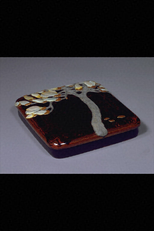 木】 ☆ 竹木 黄花梨木四方硯盒 ☆ 清朝期 鬼顔 麦穂 木目模様 文房