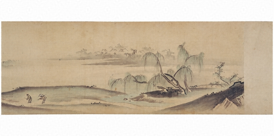 紙本墨画淡彩山水図〈一技希維筆／〉 文化遺産オンライン