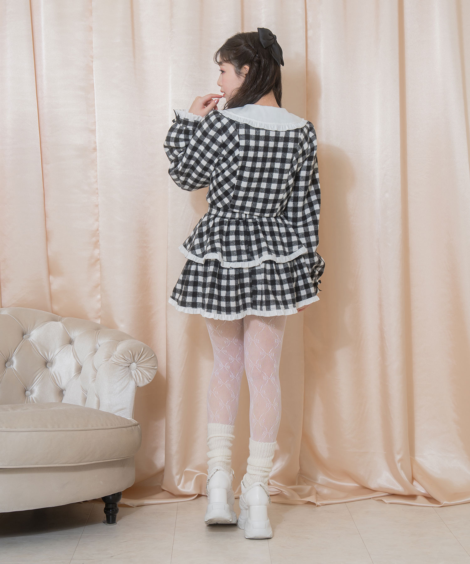 パールリボンギンガムセットアップ – BUNNY APARTMENT