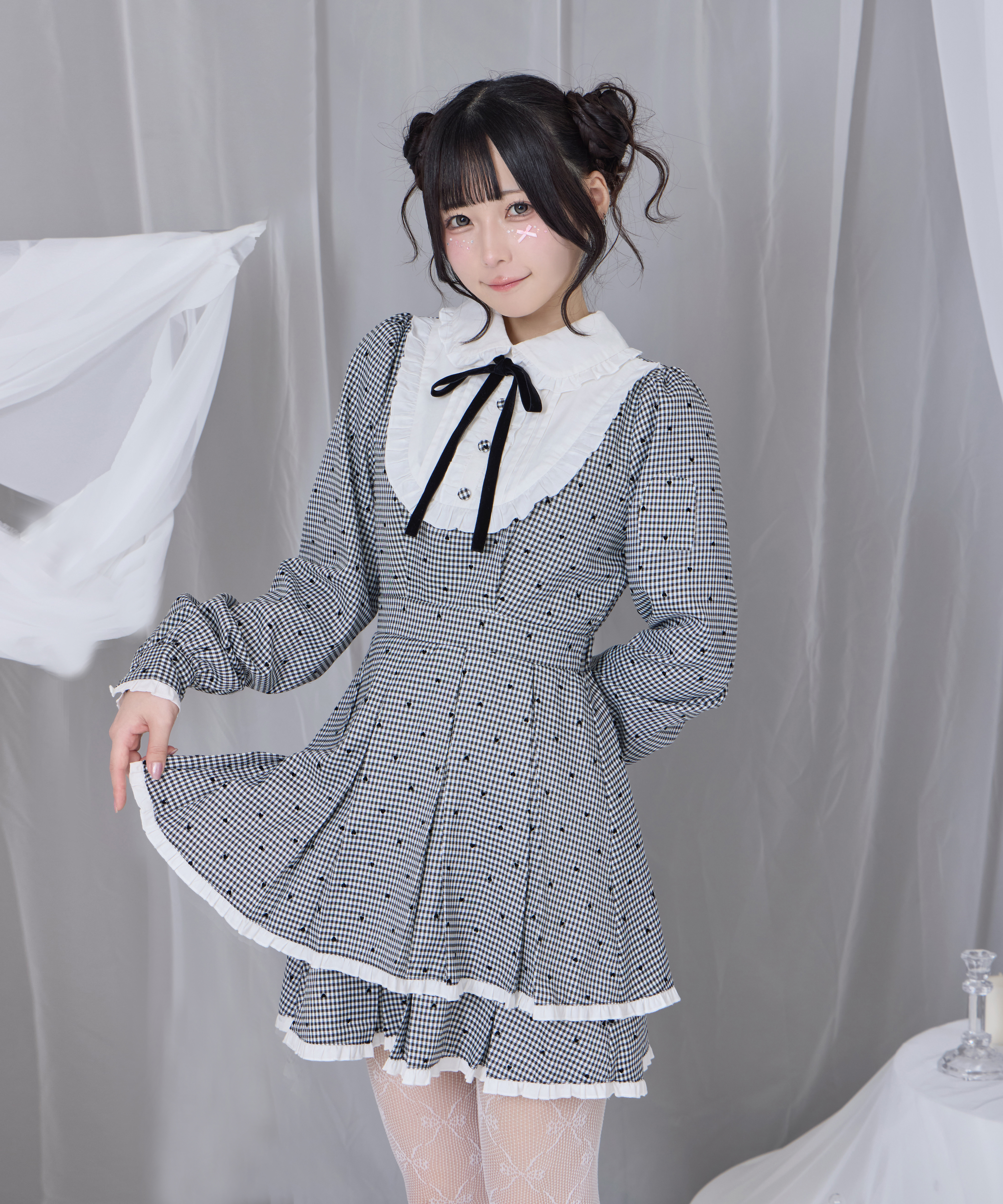 ベロアリボン配色ヨークワンピース – BUNNY APARTMENT