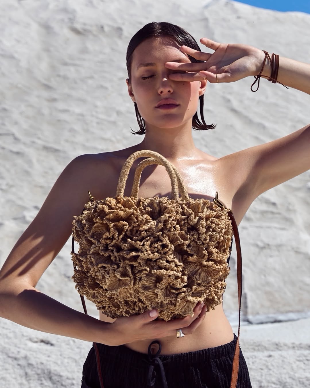 Trapeze bag in RAFFIA - Basket in RAFFIA - Veronika Loubry | IBELIV
