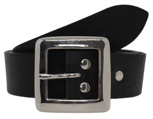 Buy Ladies Black Leather Belt | Silver Square 1 1/2 Inch Wide