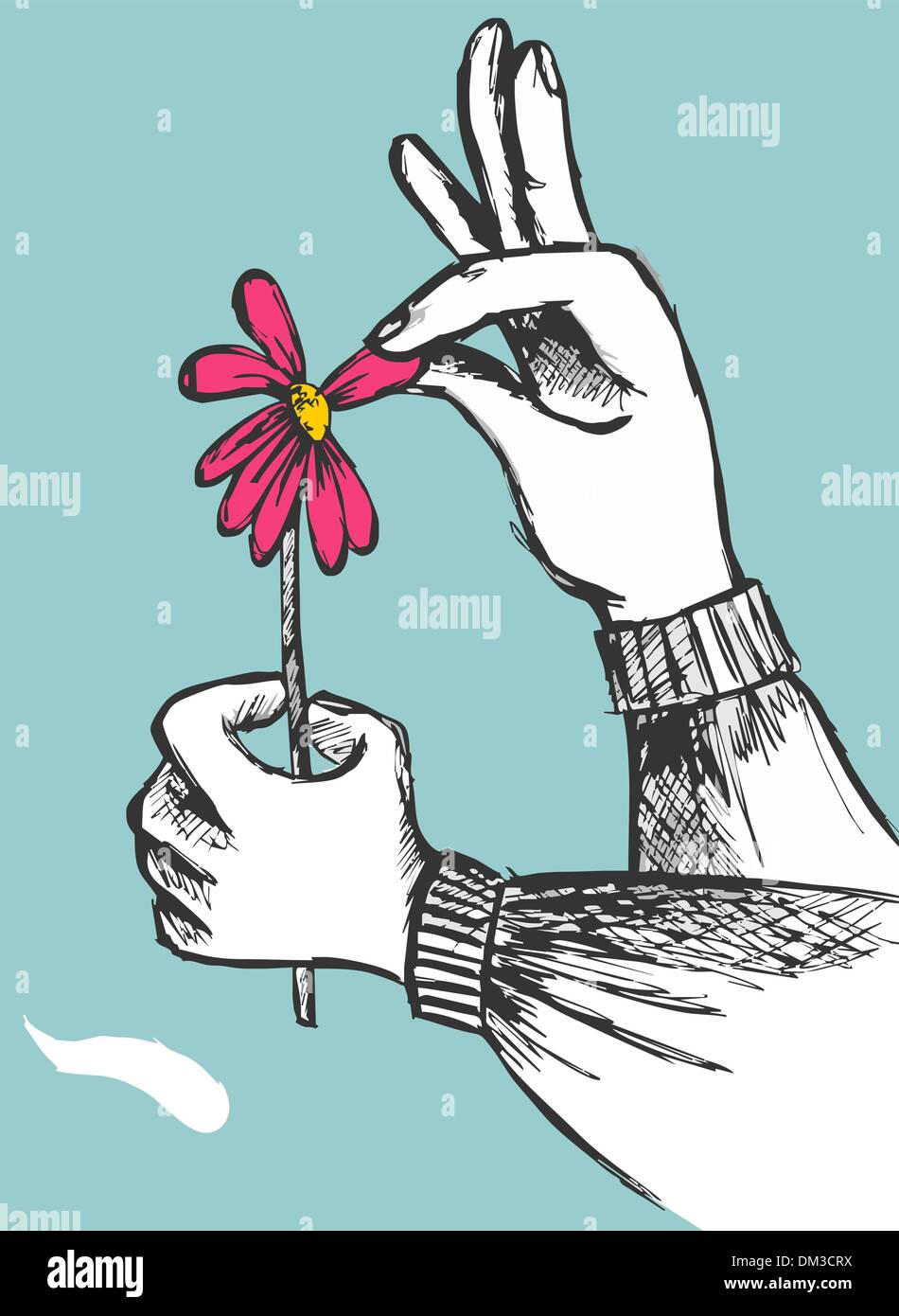 She loves me she loves me not Stock Vector Images - Alamy