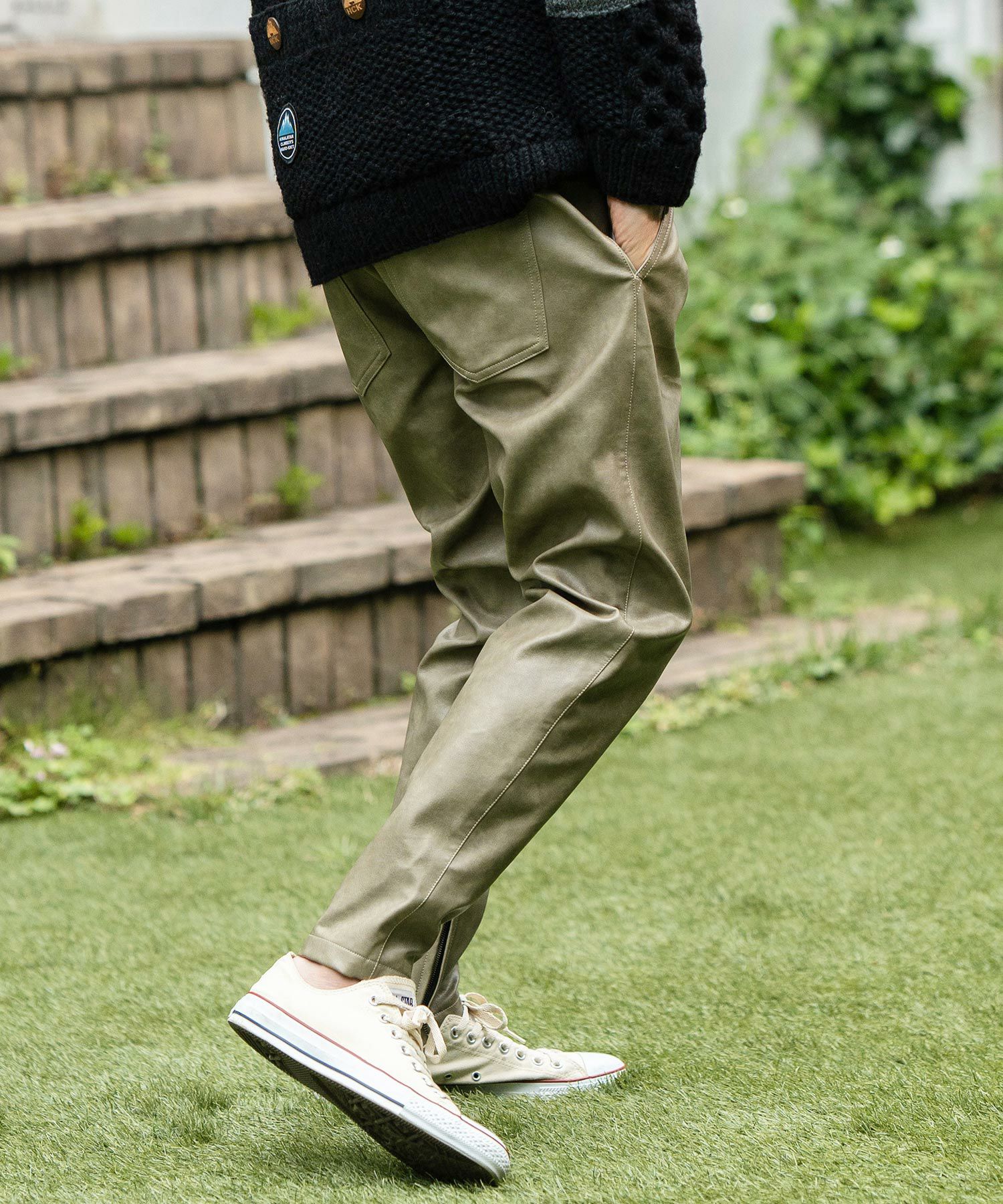 30%OFF【CAMBIO(カンビオ)】Vintage Like Synthetic Leather Side Zip