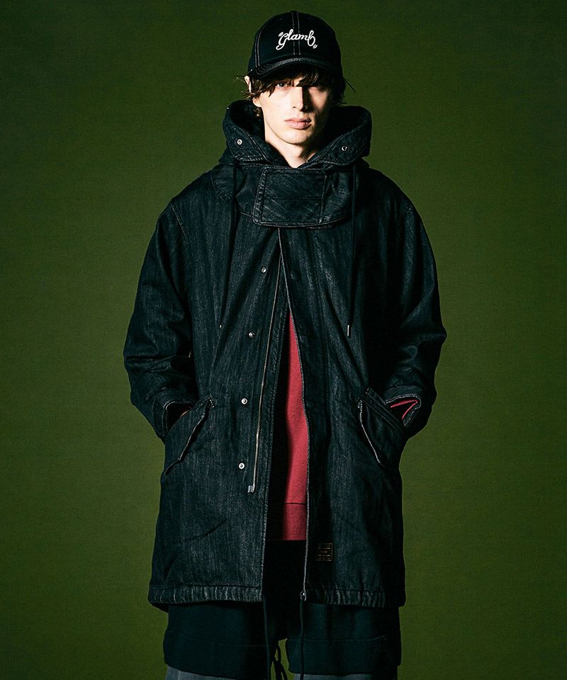 50%OFF【glamb(グラム)】Denim High Neck Mods Coat デニムハイネック