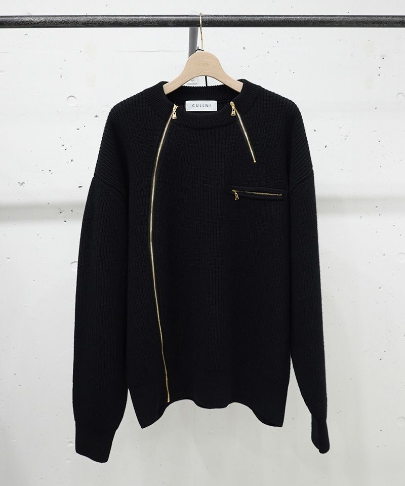 30%OFF【CULLNI(クルニ)】Double Zip Up Crew Neck Knit ニット(25-AW