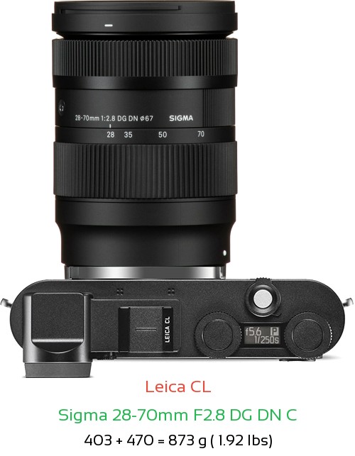 Sigma 28-70mm F2.8 DG DN C Lens Size with L Mount Cameras