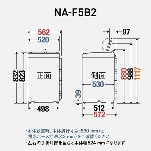 パナソニック NA-F5B2-S 全自動洗濯機 洗濯5kg ライトシルバー