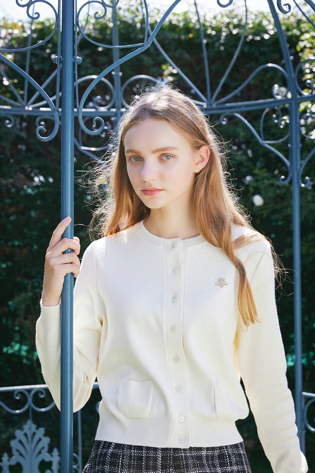 Caprino - カプリーノ | クルーネックカーディガン〔アイボリー