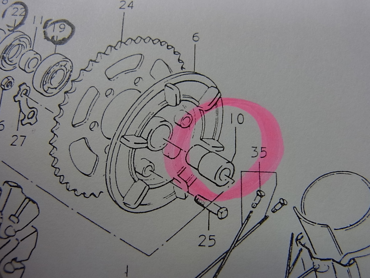 GS400,GT380用 アウトライン製 スプロケットタワー、ベアリング内段