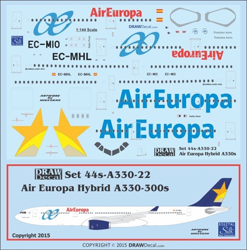DRAW 44-A330-22 1/144 エアバスA330-300S エアーヨーロッパ