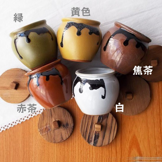 木製蓋のちっちゃくて可愛いらしい壷ツボ/甕カメ - たんぽぽ | 昭和