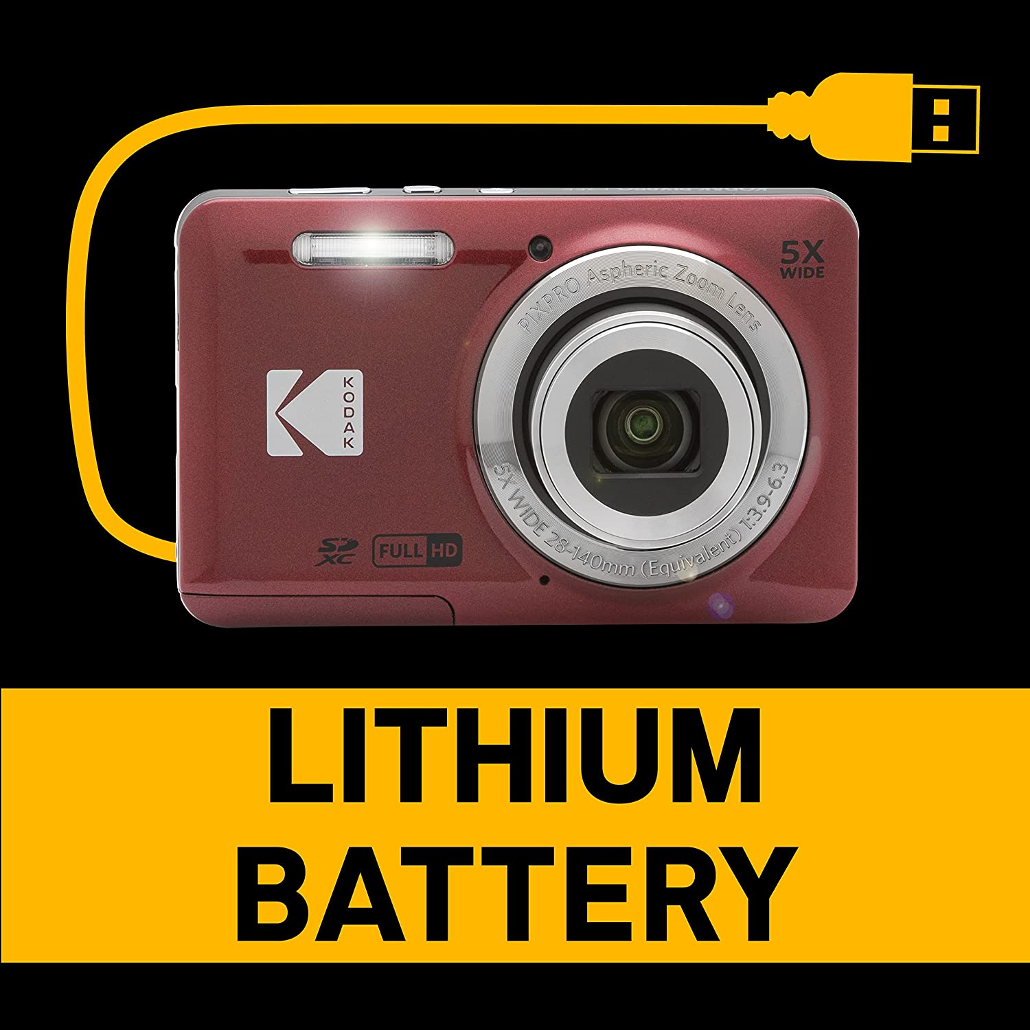 Kodak PIXPRO FZ55 16MP 5x Zoom Compact Camera - Red