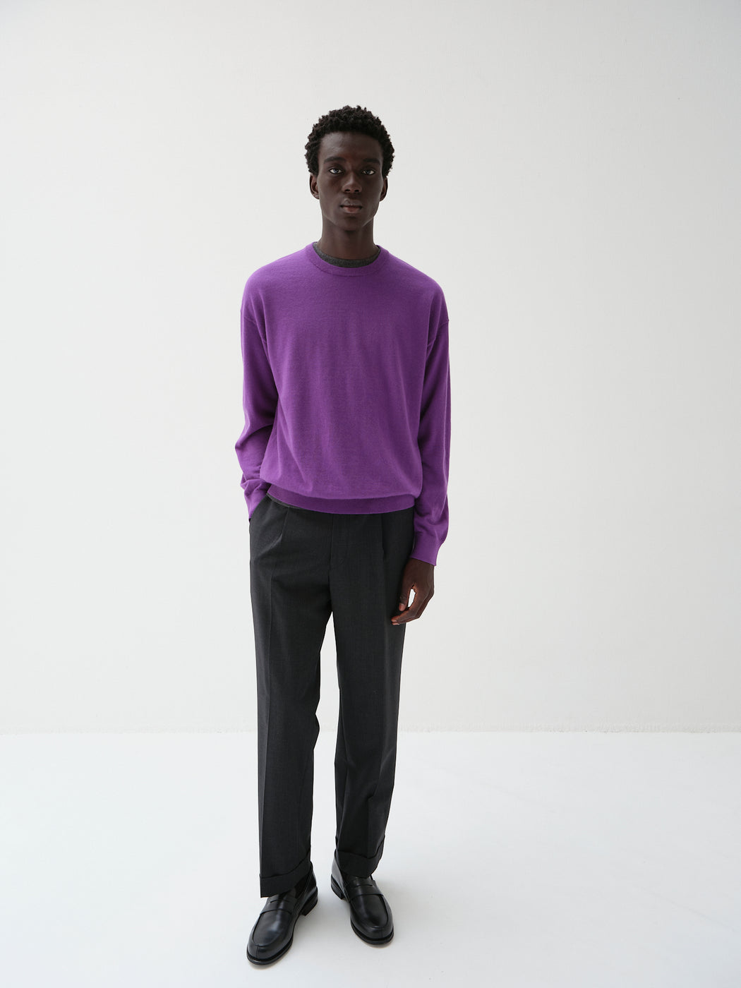 ウーステッドカシミヤ 150 クルーネック, Purple – cash & barba