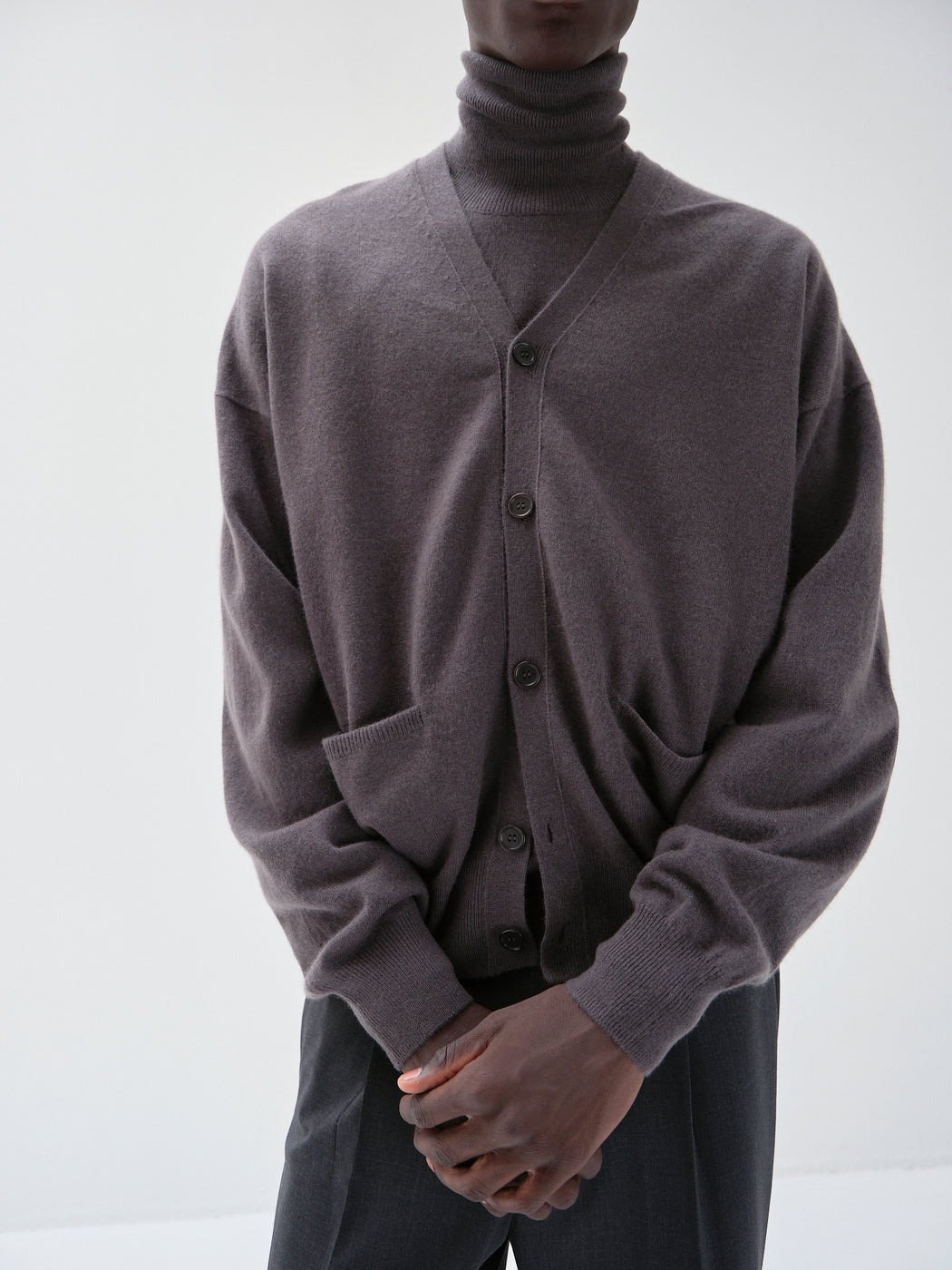 モンゴリアンカシミヤ エルボーパッチ カーディガン, Umber – cash & barba