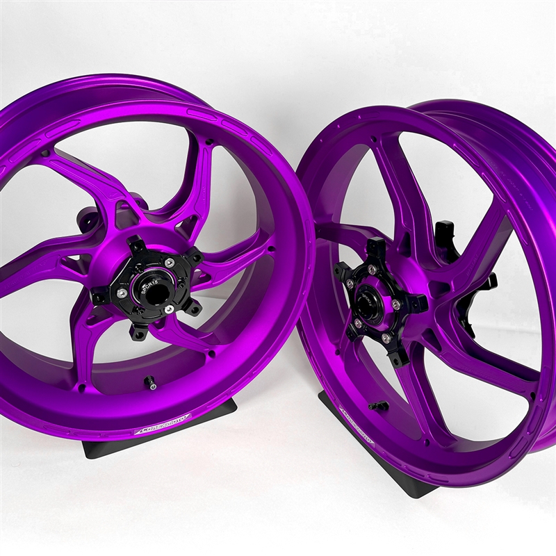 Satin Purple Core Moto Apex-6 Lightest forged motorcycle wheels