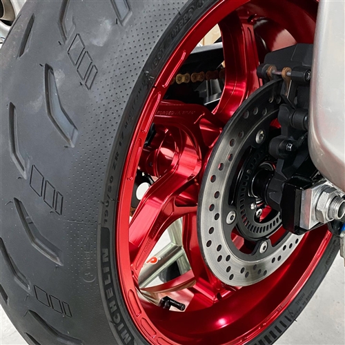 Gloss Red Core Moto Apex-6 Lightest forged motorcycle wheels for