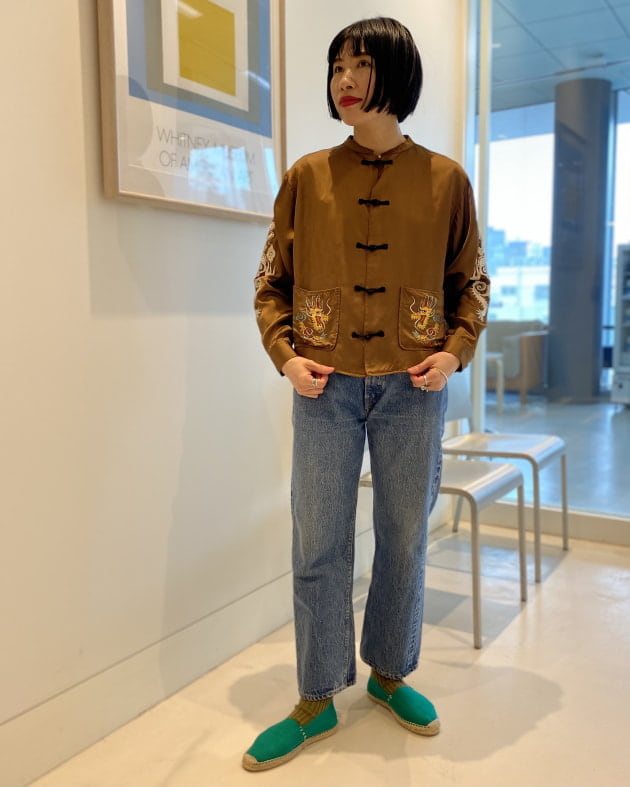 BEAMSBOY×東洋 龍刺繍 スカチャイナジャケット チャイナシャツ TAILOR