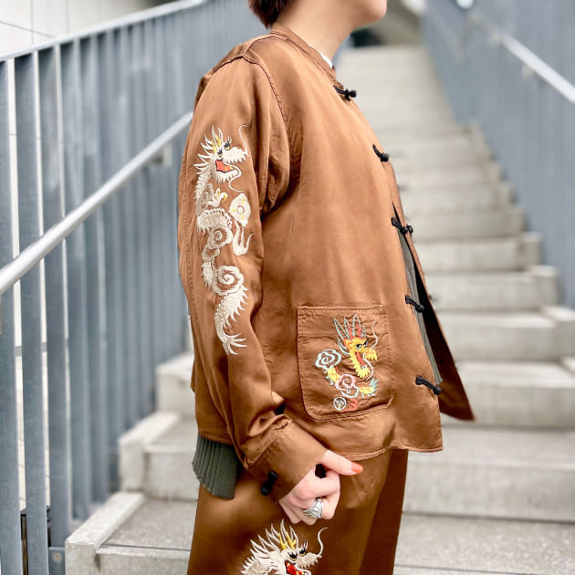BEAMSBOY×東洋 龍刺繍 スカチャイナジャケット チャイナシャツ TAILOR