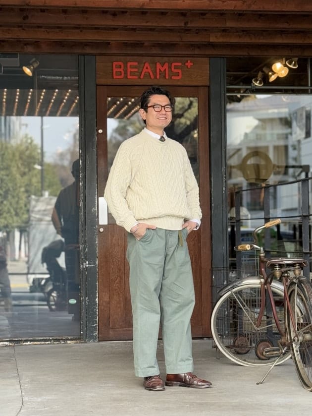 BATONERのカシミヤアランニット、サイズ感について｜ビームス プラス