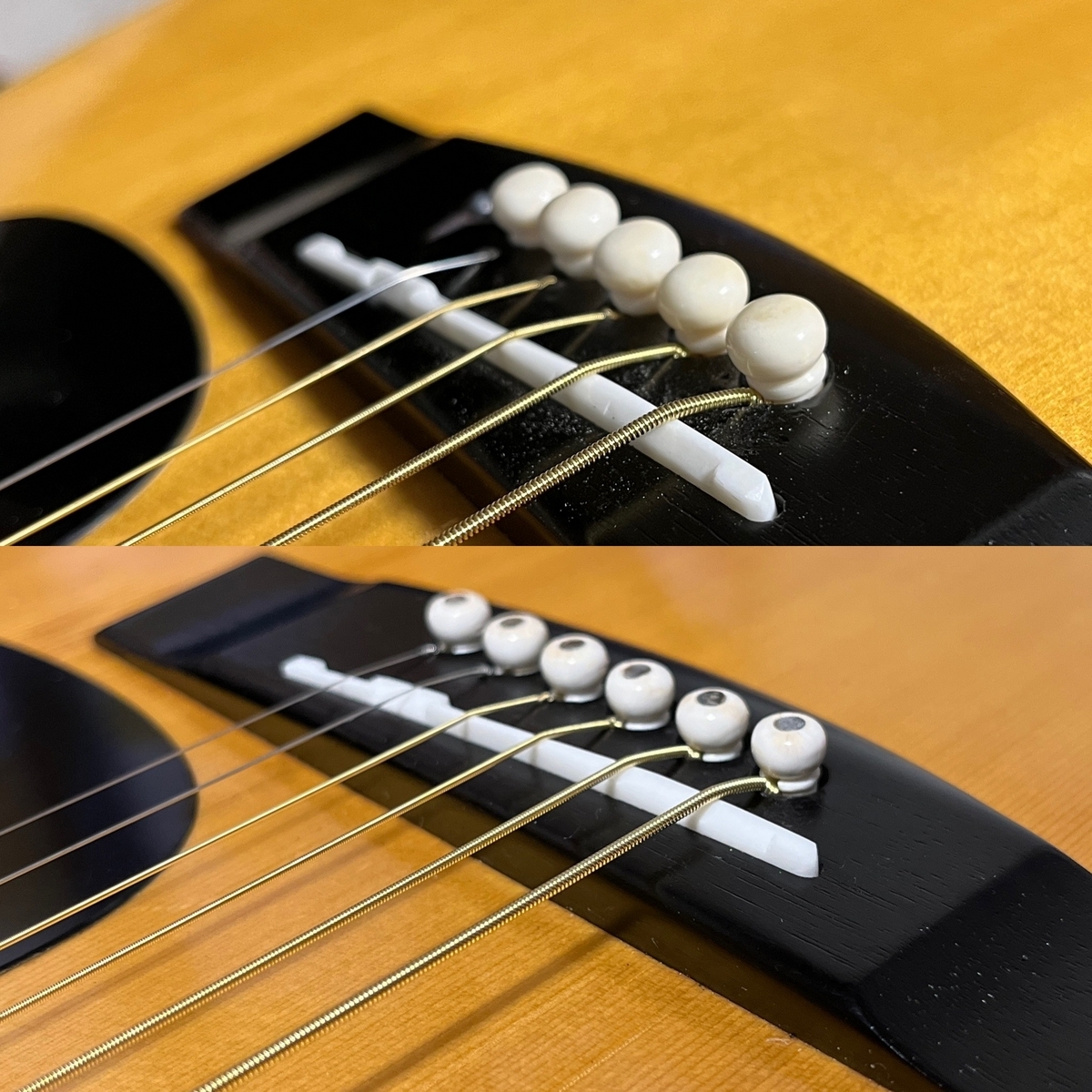 ヤマハFG-201Bに牛骨ブリッジピンと弦溝切り加工 - 蓮な日記