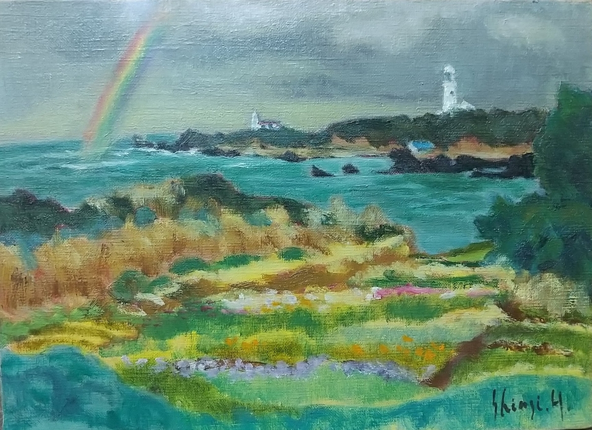 油彩画「荒崎海岸」油絵 絵画 風景画 P10 油彩画「荒崎海岸」油絵 絵画