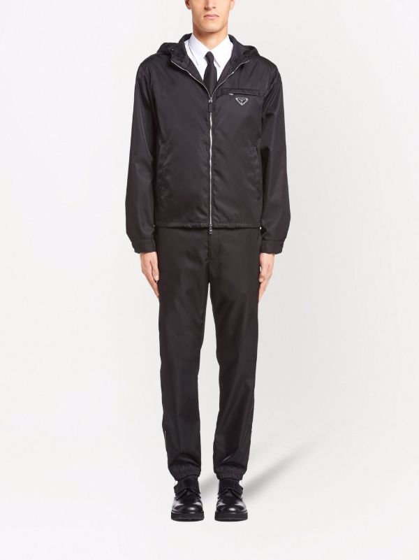 Prada Re-Nylon Hooded Blouson Jacket | Black | FARFETCH