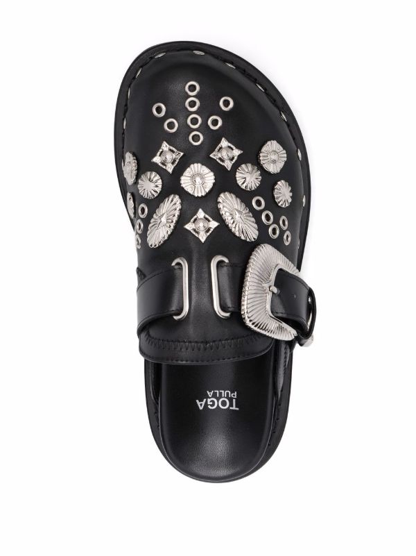 Toga Pulla Sabot Metal Mules | Black | FARFETCH