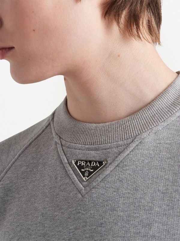 Prada triangle-logo Sweatshirt | Grey | FARFETCH