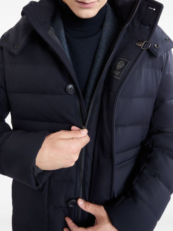 Fay フェイ ダウンジャケットコートネイビーブルー紺色 ダブルフロント