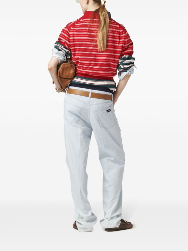 Miu Miu インターシャニット ポロシャツ | レッド | FARFETCH JP