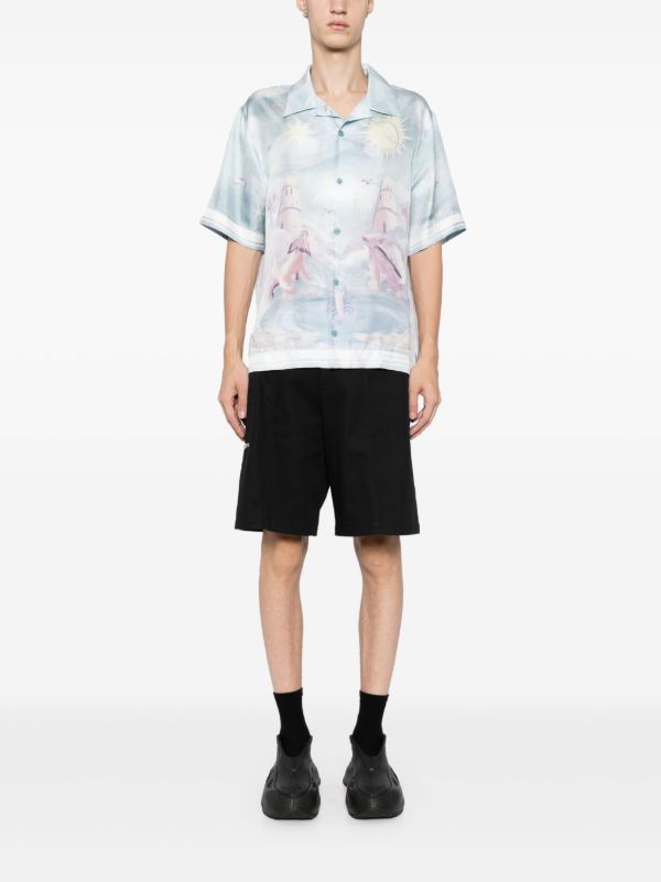 Givenchy Boxy Fit Printed Silk Shirt | Blue | FARFETCH