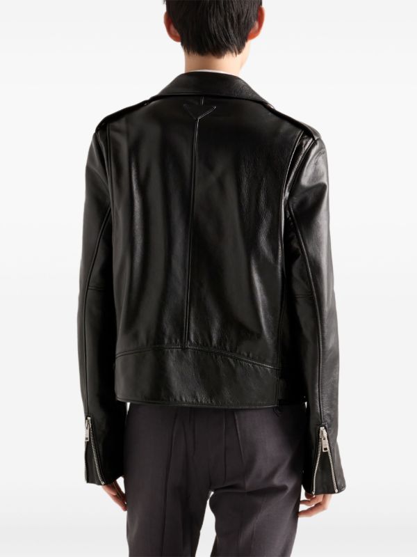 Prada レザー ライダースジャケット | ブラック | FARFETCH JP
