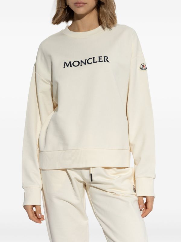 Moncler logo-embroidered Cotton Sweatshirt | Neutrals | FARFETCH