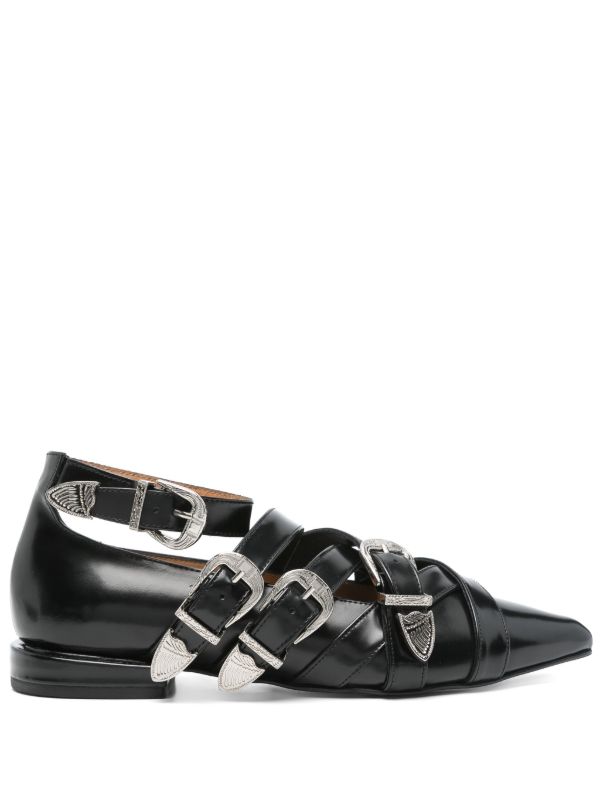 Toga Pulla デコラティブバックル フラットシューズ | ブラック